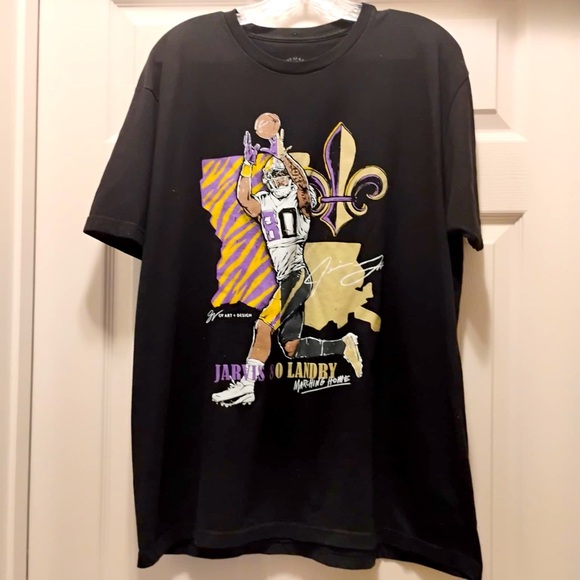 GV Art One of a Kind Jarvis Landry Marching Home Signature Shirt Size XL - Picture 1 of 5